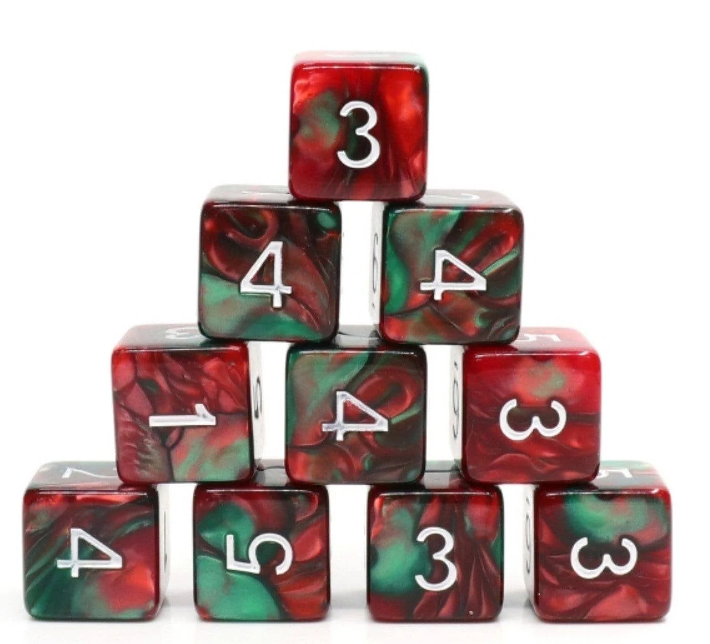 12 Piece D6 Dice Set - Burning Bush